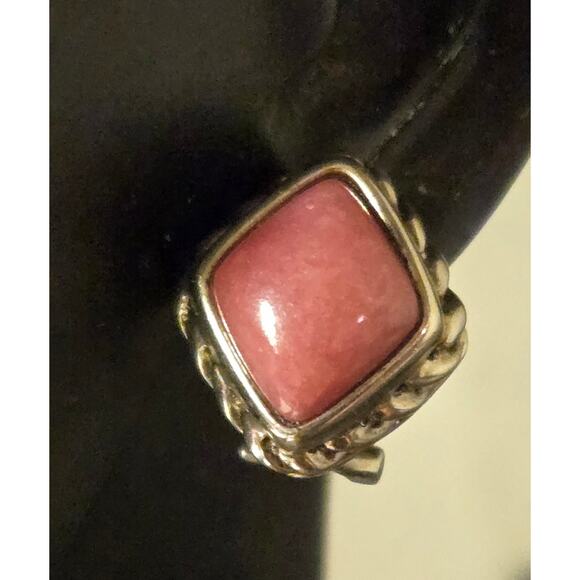Vintage Rhodonite Sterling Silver Earrings - Picture 1 of 8